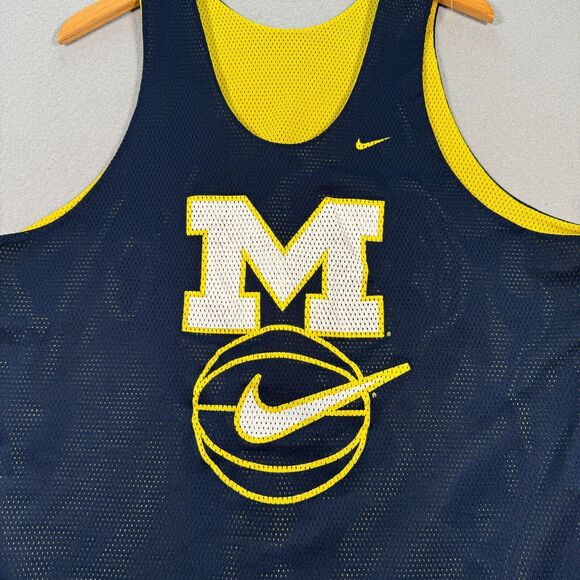 Vintage Michigan Wolverines Basketball Jersey Mens XL Blue Yellow Reversible Y2K - Picture 8 of 12